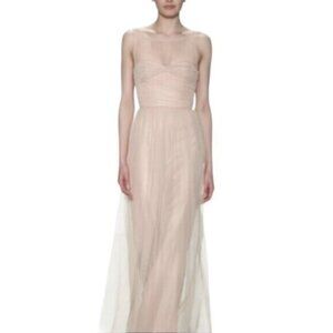 Reverly Blush Tulle Illusion Neckline Evening Gown
